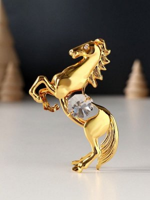 Фигурка металл «Лошадь» с 2 прозрачными хрусталиками, 5.5x2x8 см