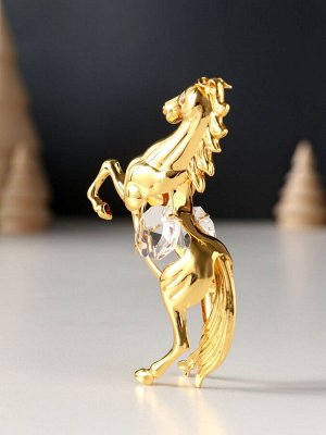 Фигурка металл «Лошадь» с 2 прозрачными хрусталиками, 5.5x2x8 см