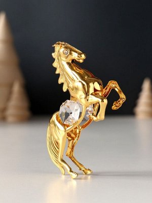 Фигурка металл «Лошадь» с 2 прозрачными хрусталиками, 5.5x2x8 см