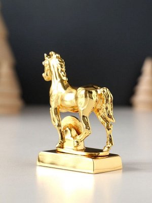 Фигурка металл «Лошадь» с монеткой и пожеланием «Богатства», 5.5x2.5x6 см