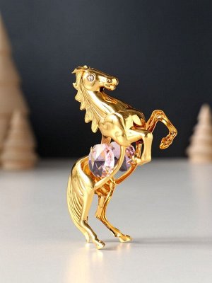 Фигурка металл «Лошадь» с 2 розовыми хрусталиками, 5.5x2x8 см
