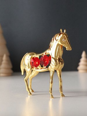 Фигурка металл «Лошадь» с 4 красными хрусталиками, 9x3x9 см