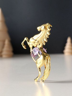 Фигурка металл «Лошадь» с 2 фиолетовыми хрусталиками, 5.5x2x8 см