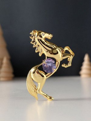 Фигурка металл «Лошадь» с 2 фиолетовыми хрусталиками, 5.5x2x8 см