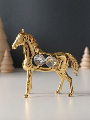 Фигурка металл «Лошадь» с 4 хрусталиками, 9x3x9 см
