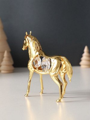Фигурка металл «Лошадь» с 4 хрусталиками, 9x3x9 см