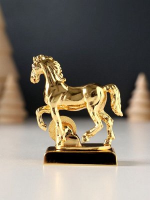 Фигурка металл «Лошадь» с монеткой и пожеланием «Удачи», 5.5x2.5x6 см