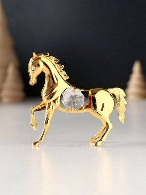Фигурка металл «Лошадка маленькая» с 2 прозрачными хрусталиками, 7x2x6 см