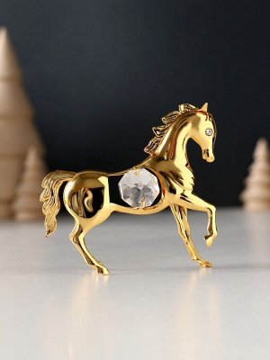 Фигурка металл «Лошадка маленькая» с 2 прозрачными хрусталиками, 7x2x6 см
