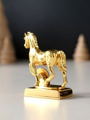 Фигурка металл «Лошадь» с монеткой и пожеланием «Счастья», 5.5x2.5x6 см