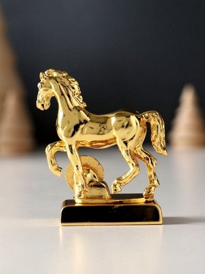Фигурка металл «Лошадь» с монеткой и пожеланием «Счастья», 5.5x2.5x6 см