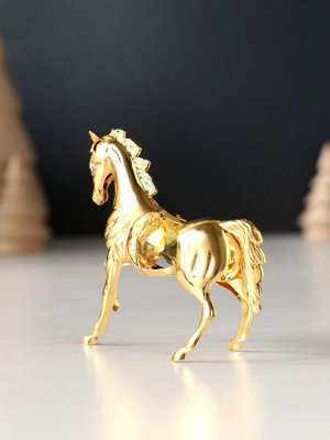 Фигурка металл «Лошадка маленькая» с 2 жёлтыми хрусталиками, 7x2x6 см