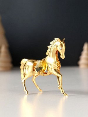 Фигурка металл «Лошадка маленькая» с 2 жёлтыми хрусталиками, 7x2x6 см