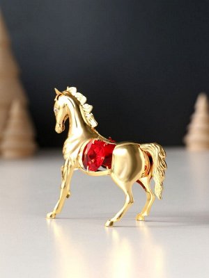 Фигурка металл «Лошадка маленькая» с 2 красными хрусталиками, 7x2x6 см