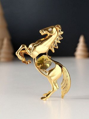 Фигурка металл «Лошадь» с 2 жёлтыми хрусталиками, 5.5x2x8 см