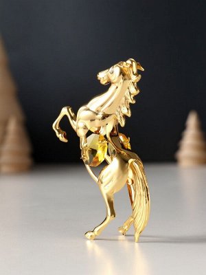 Фигурка металл «Лошадь» с 2 жёлтыми хрусталиками, 5.5x2x8 см