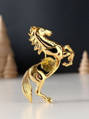 Фигурка металл «Лошадь» с 2 жёлтыми хрусталиками, 5.5x2x8 см