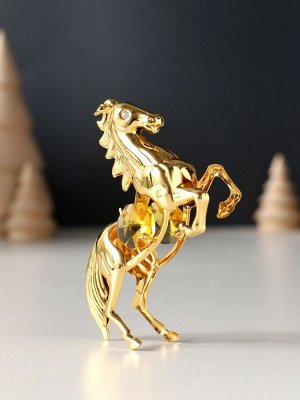 Фигурка металл «Лошадь» с 2 жёлтыми хрусталиками, 5.5x2x8 см