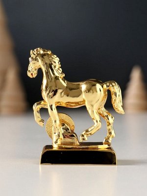 Фигурка металл «Лошадь» с монеткой и пожеланием «Здоровья», 5.5x2.5x6 см