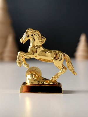 Фигурка металл «Лошадь» с монеткой и пожеланием «Богатства», 6x2.5x6 см