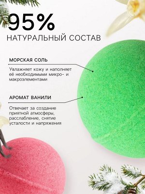Новогодний подарочный набор косметики SB BEAUTY, бомбочки для ванны «Гномы», красный, зелёный, 2x180 г