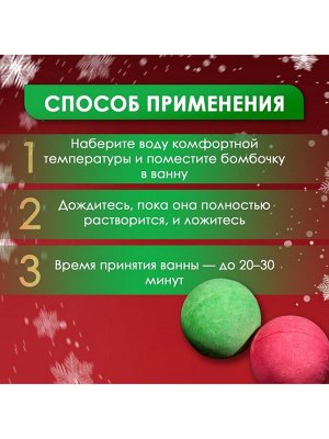 Новогодний подарочный набор косметики SB BEAUTY, бомбочки для ванны «Гномы», красный, зелёный, 2x180 г