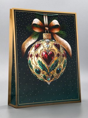 Пакет подарочный новогодний ламинированный, «Елочный шар», 33x10x42.5 см