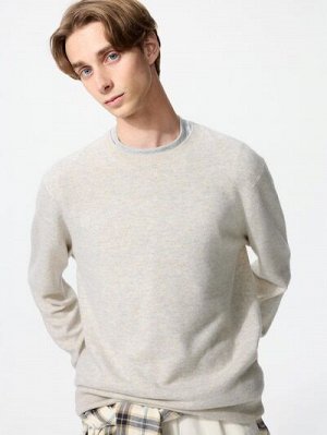 UNIQLO - кашемировый свитер с круглым вырезом - 01 OFFWHITE