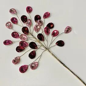 Ветка декоративная "Сказочные переливы" 23 см, Розовый/Рубин