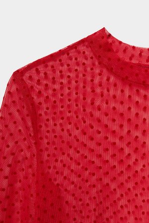 Лонгслив из сетки Цвет: красный