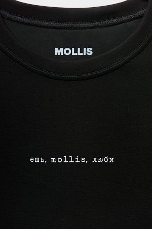 Футболка с принтом "ешь, mollis, люби" Цвет: черный