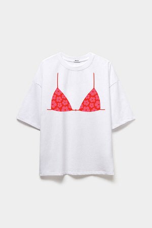 Футболка с принтом "Bikinis" Цвет: белый