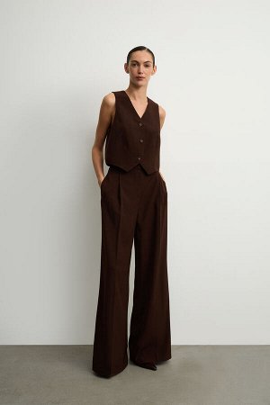 Брюки из костюмной ткани со складками Цвет: коричневый