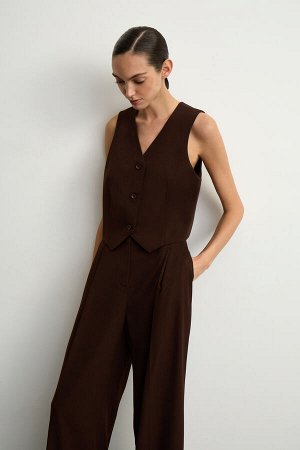 Брюки из костюмной ткани со складками Цвет: коричневый