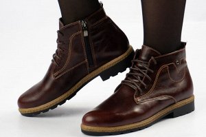 Ботинки женские коньячные из натуральной кожи демисезон, подклад байка