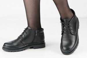 Ботинки женские черные из натуральной кожи демисезон, подклад байка