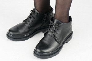 Ботинки женские черные из натуральной кожи демисезон, подклад байка