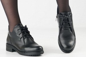 Ботинки женские черные из натуральной кожи демисезон, подклад байка