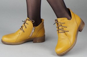 Ботинки женские желтые из натуральной кожи демисезон, подклад байка
