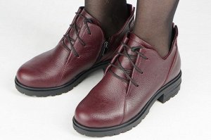 Ботинки женские бордовые из натуральной кожи демисезон, подклад байка
