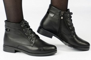 Ботинки женские черные из натуральной кожи демисезон, подклад байка