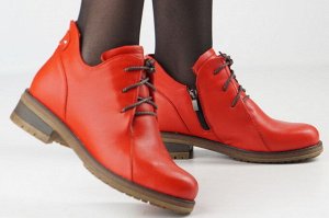 Ботинки женские красные из натуральной кожи демисезон, подклад байка