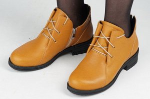 Ботинки женские желтые из натуральной кожи зима, подклад шерстяной мех