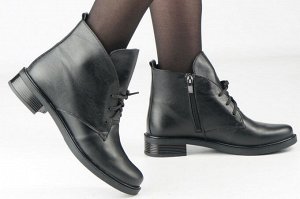 Ботинки женские черные из натуральной кожи демисезон, подклад байка