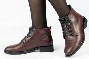 Ботинки женские бордовые из натуральной кожи зима, подклад шерстяной мех