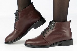 Ботинки женские бордовые из натуральной кожи зима, подклад шерстяной мех