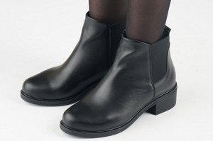 Ботинки женские черные из натуральной кожи зима, подклад шерстяной мех