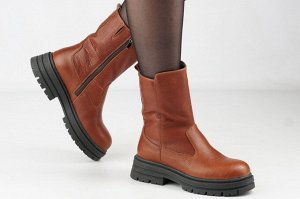 Ботинки женские рыжие из натуральной кожи демисезон, подклад байка
