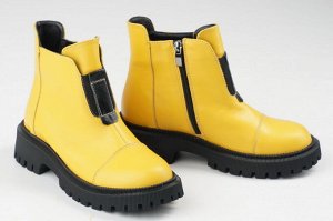 Ботинки женские желтые из натуральной кожи демисезон, подклад байка