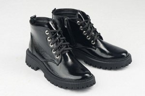 Ботинки женские черные из натуральной кожи демисезон, подклад байка